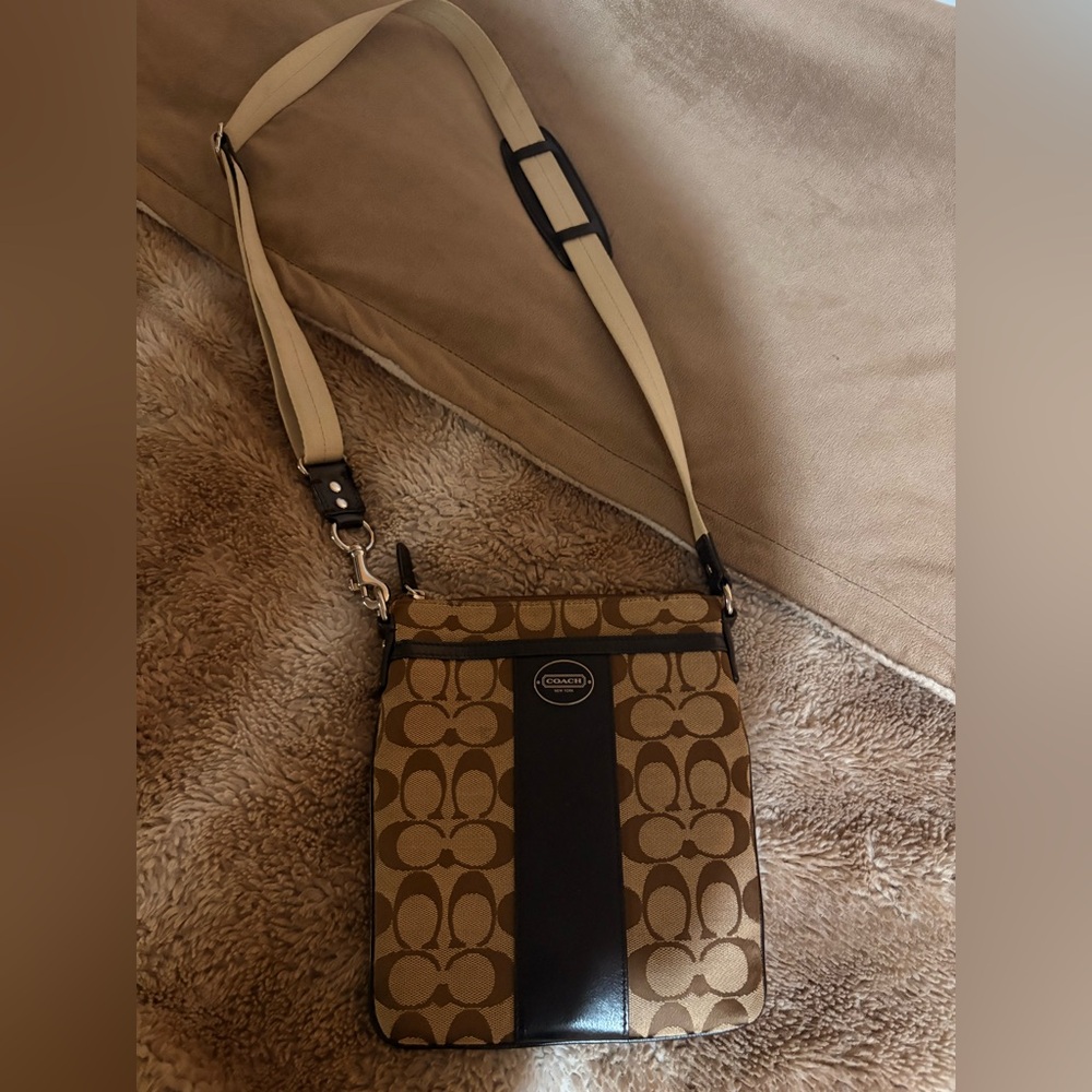 Coach Men's Brown and Black Messenger Bag